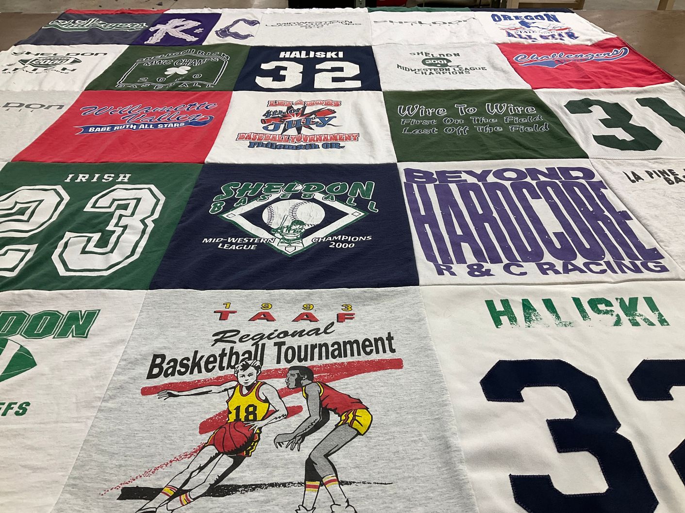 T-shirt quilt from sheldon high school by Laurie from OR