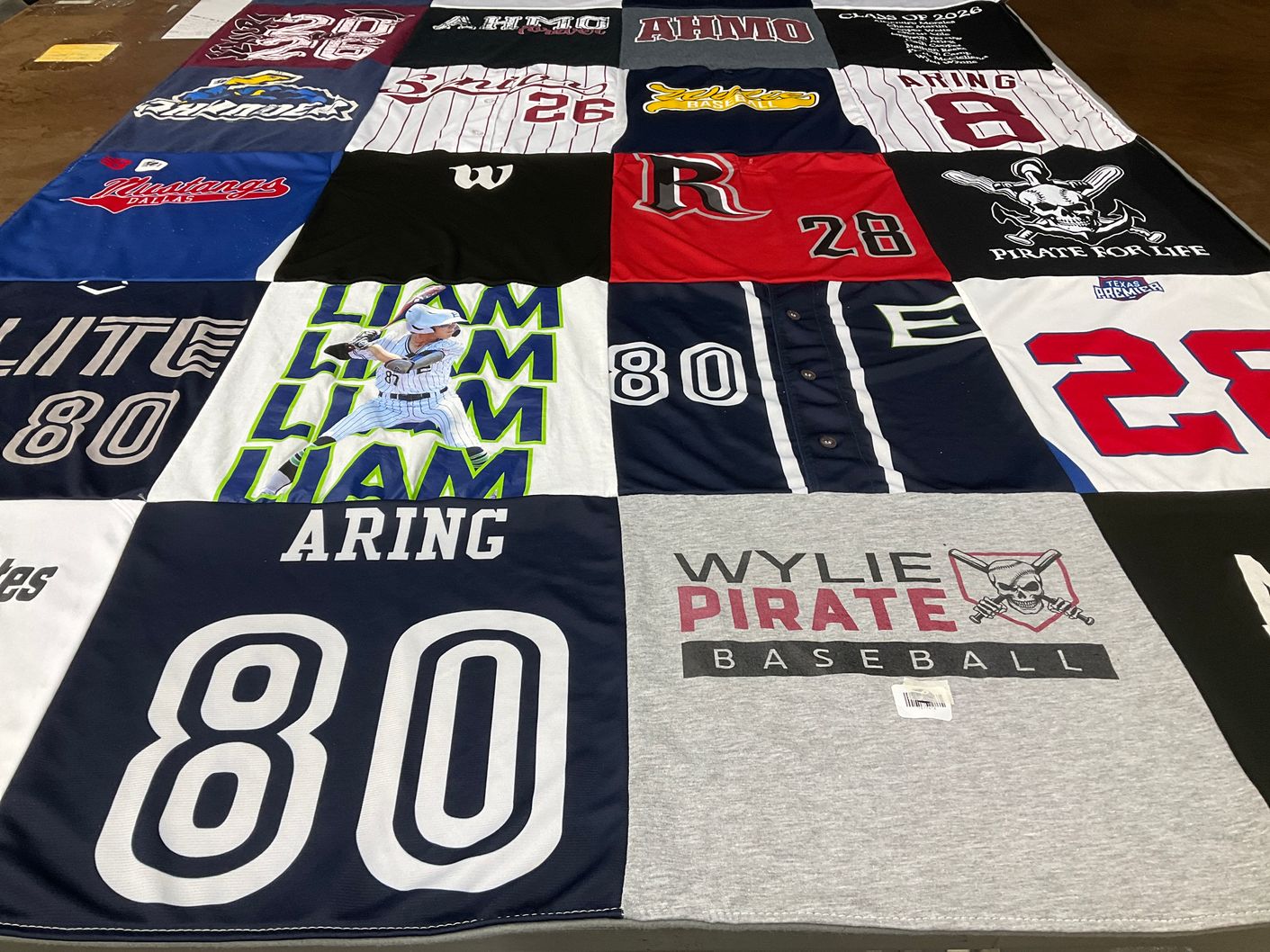 T-shirt quilt featuring wylie pirates baseball by Allison from TX