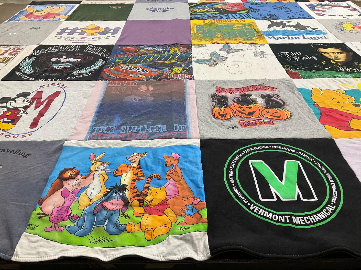 T-shirt quilt with disney, movies themes by stephanie from VT