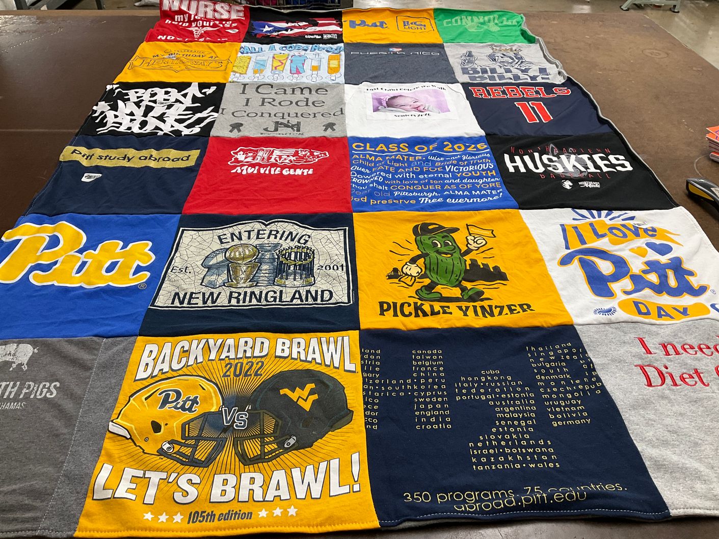 T-shirt quilt featuring university of pittsburgh, west virginia university by stacy from MA