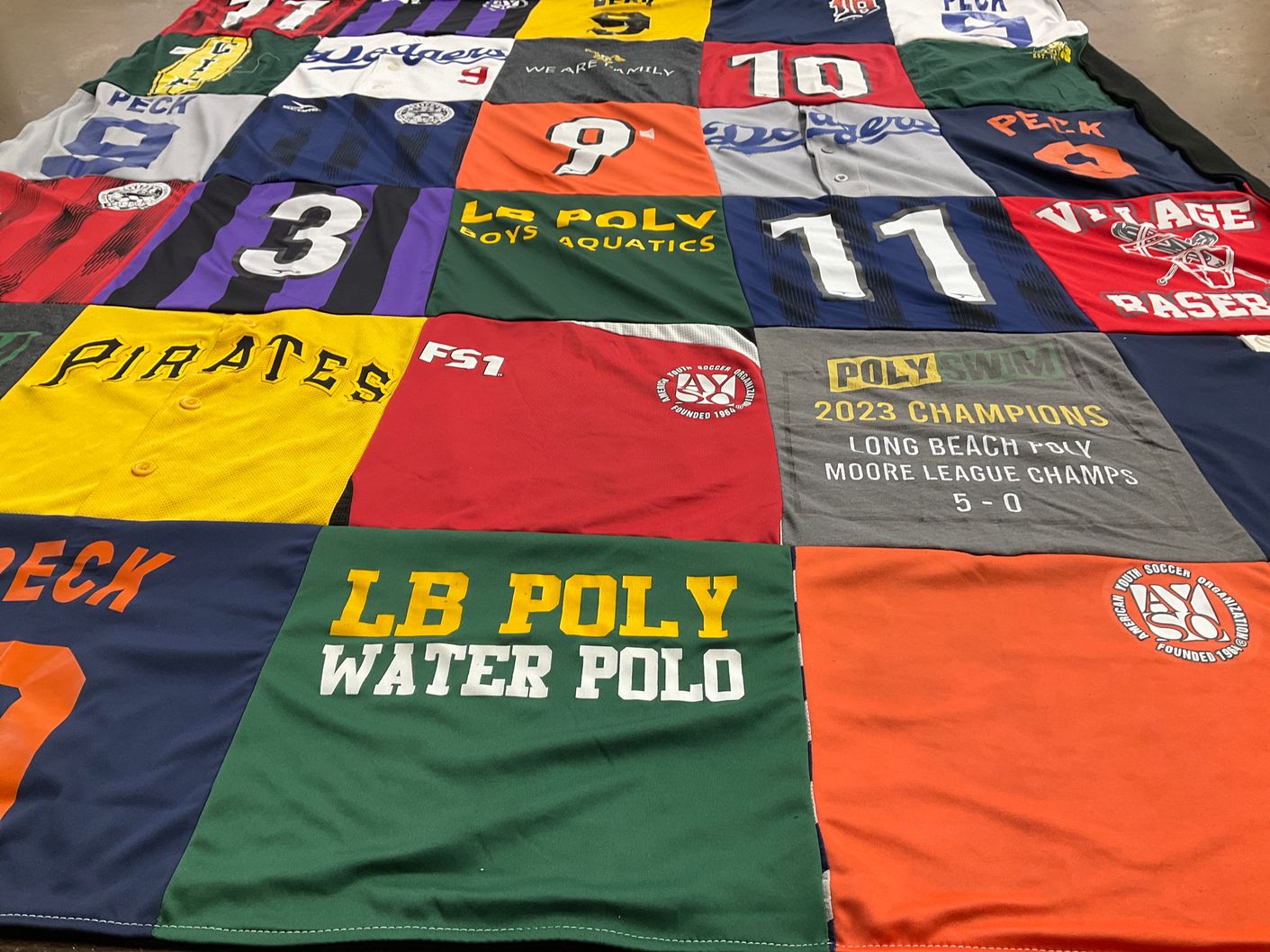 T-shirt quilt from long beach polytechnic university by Erin from CA
