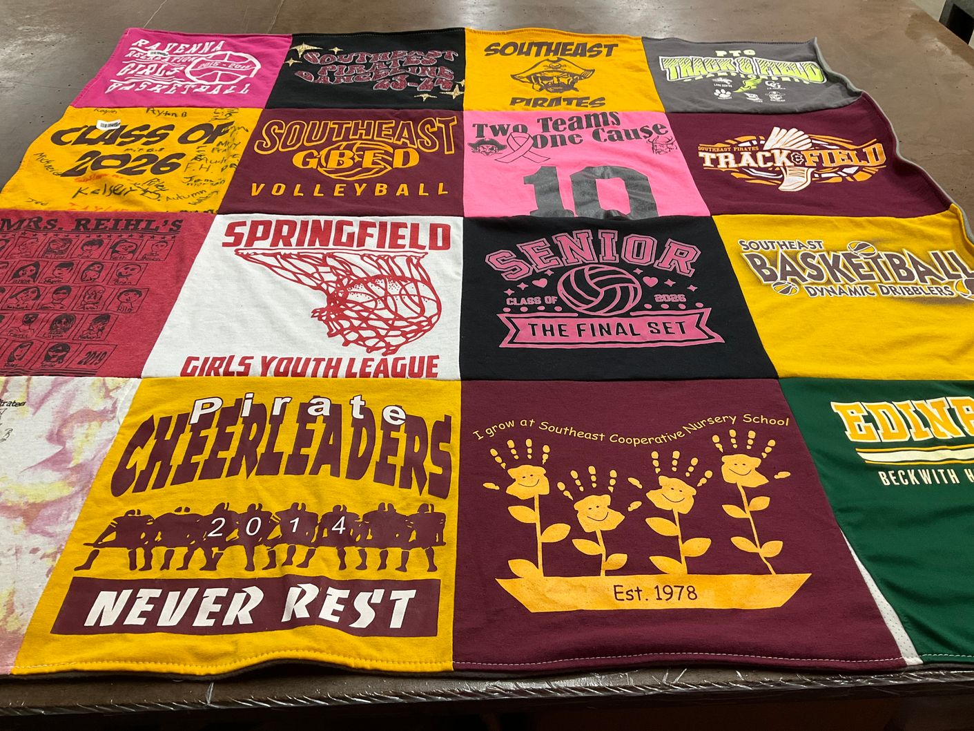 T-shirt quilt featuring southeast pirates by Alicia from OH