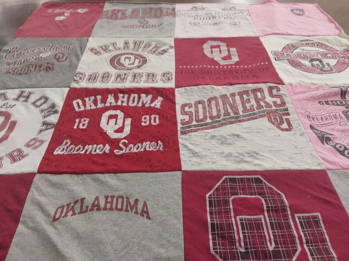 T-shirt quilt from university of oklahoma by Krista from OK