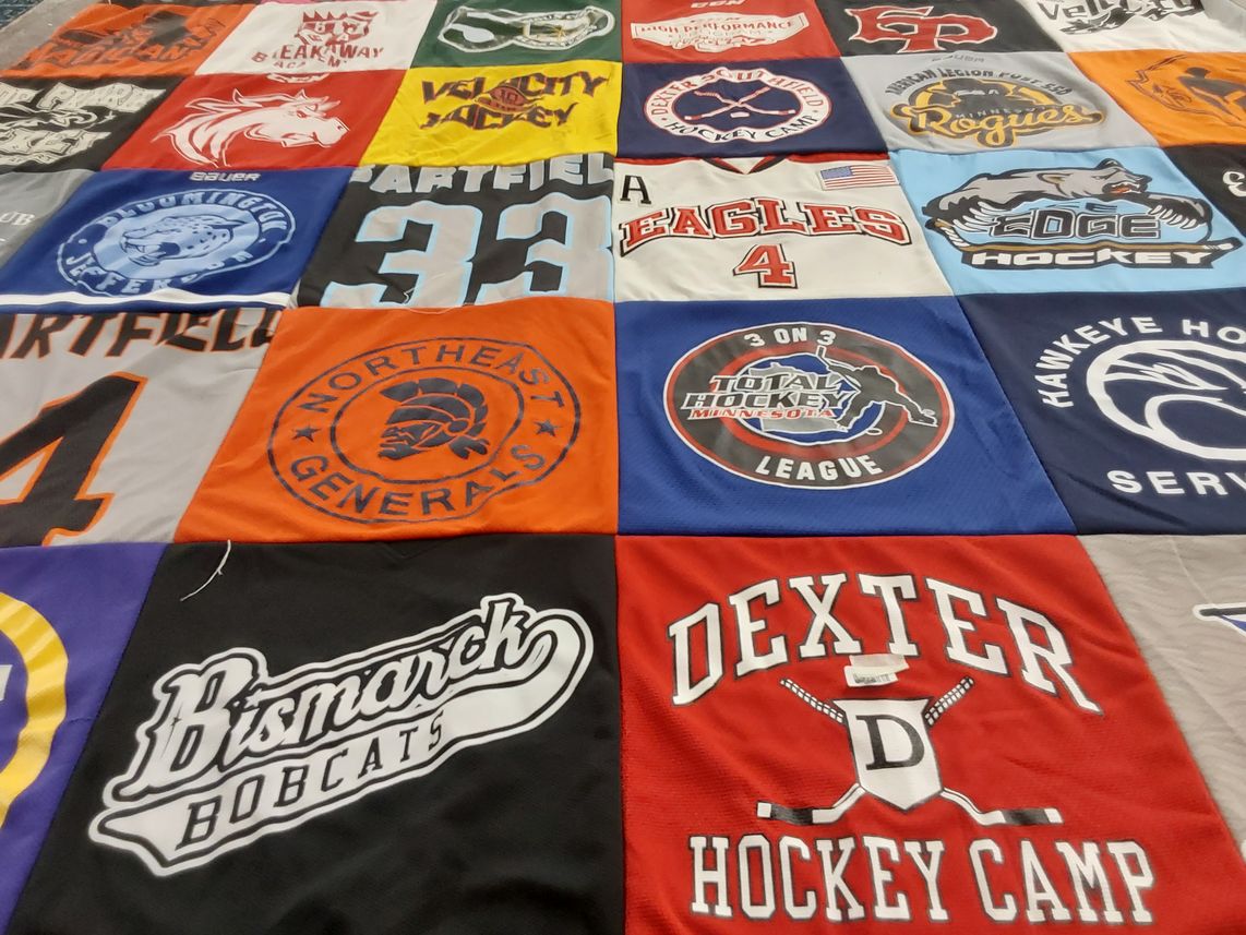 T-shirt quilt featuring northeast generals, bismarck bobcats by Heather from MN