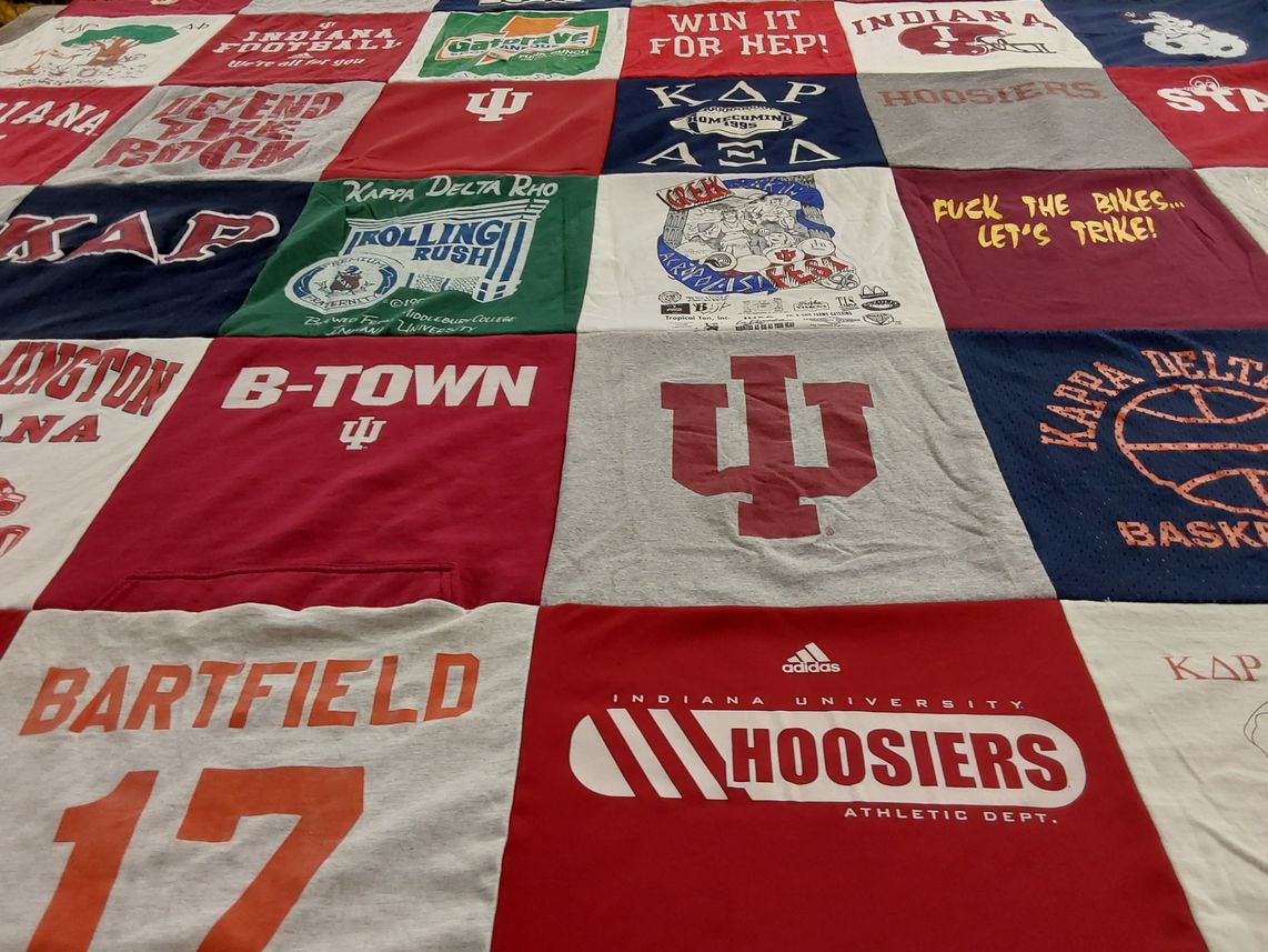 T-shirt quilt featuring indiana university hoosiers by Heather from MN