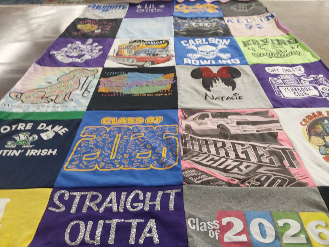 T-shirt quilt featuring carlson high school bowling team by Debra from MI