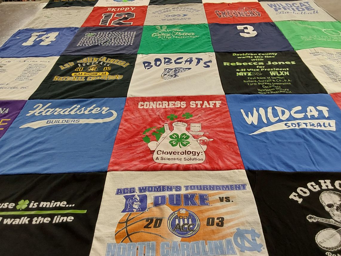 T-shirt quilt featuring wildcats by Rebecca from NC