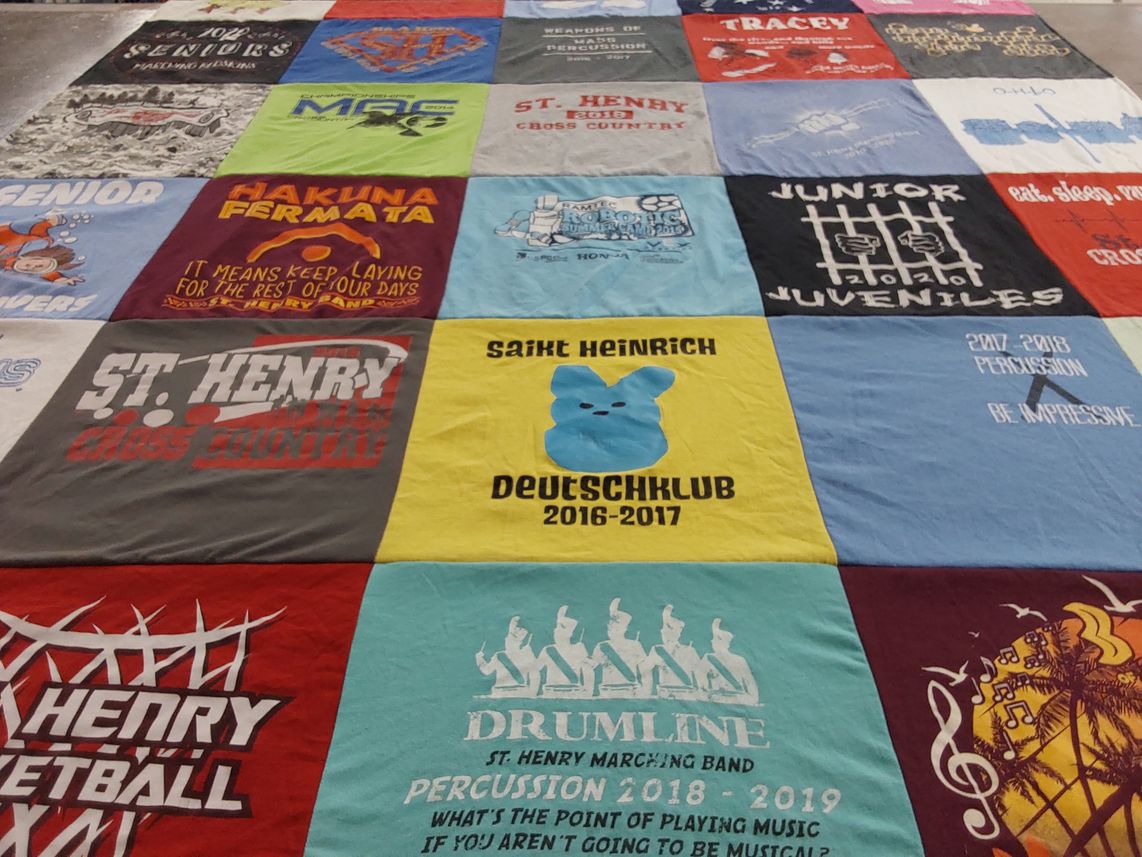 T-shirt quilt featuring st. henry cross country, st. henry football by Tracey from OH