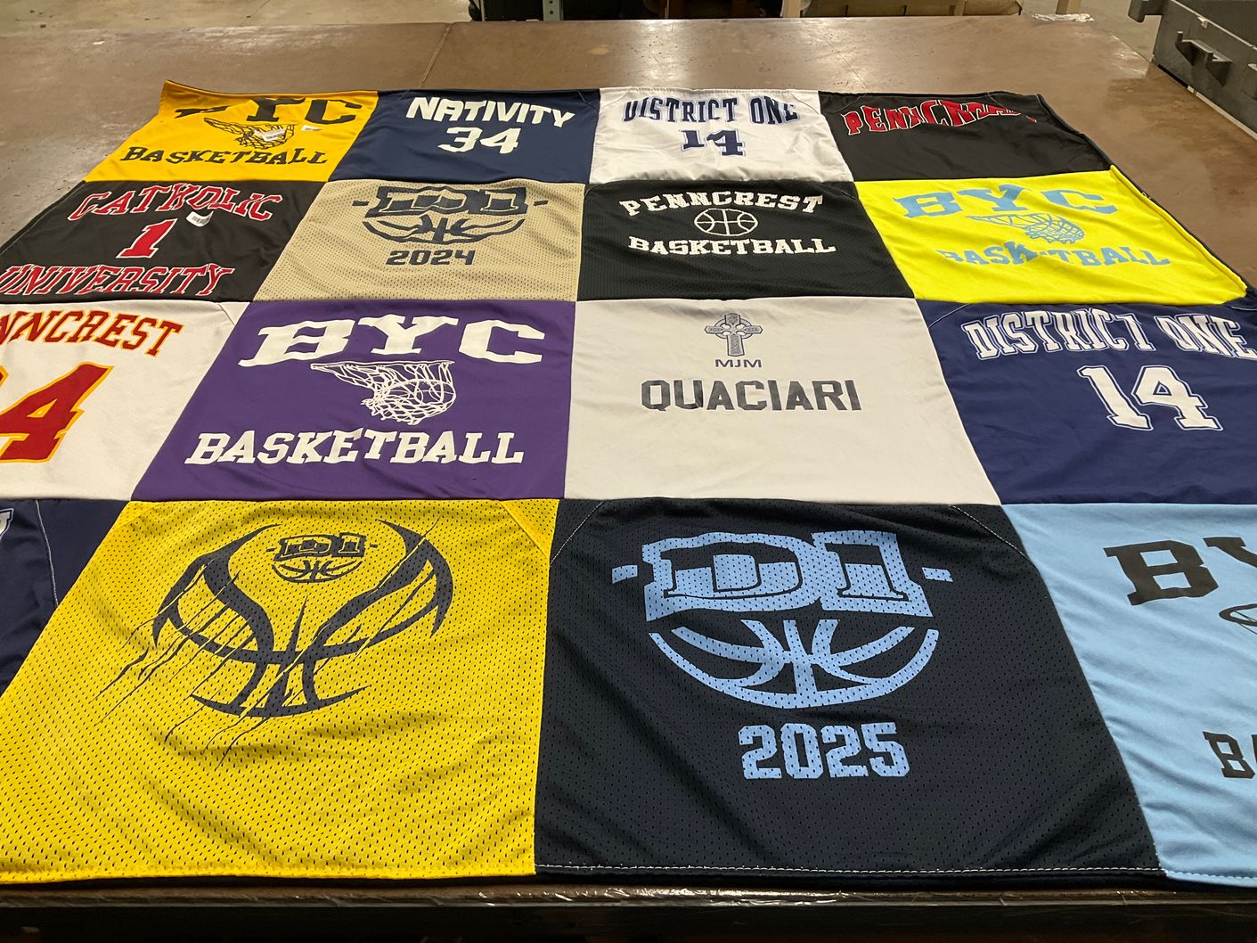 T-shirt quilt featuring byc basketball, district one basketball by Amy from PA