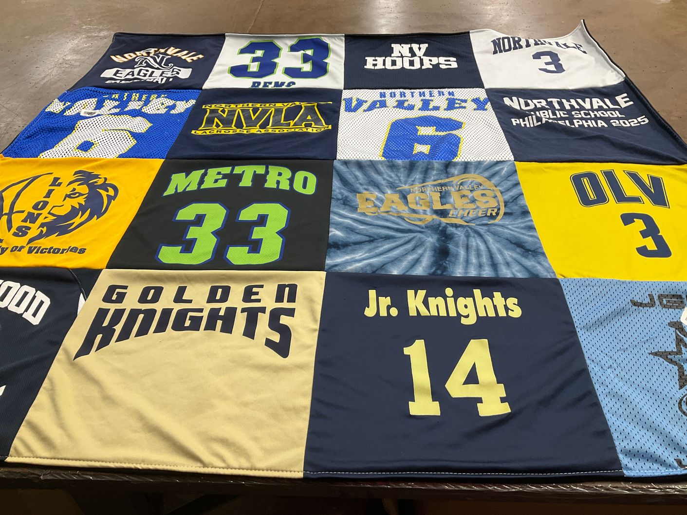 T-shirt quilt featuring golden knights, eagles cheer by Lisa from NJ