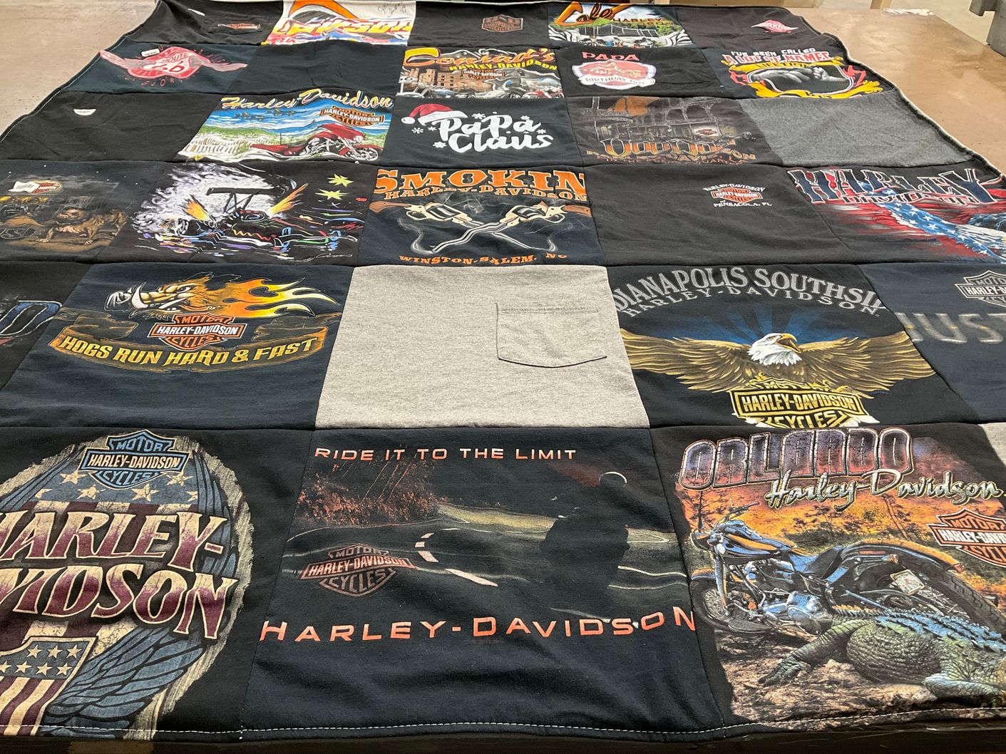 T-shirt quilt with motorcycles, bikes themes by Debbie from IL