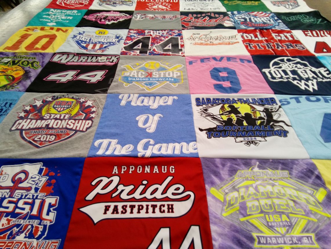 T-shirt quilt featuring apponeaug pride fastpitch by Alicia from RI