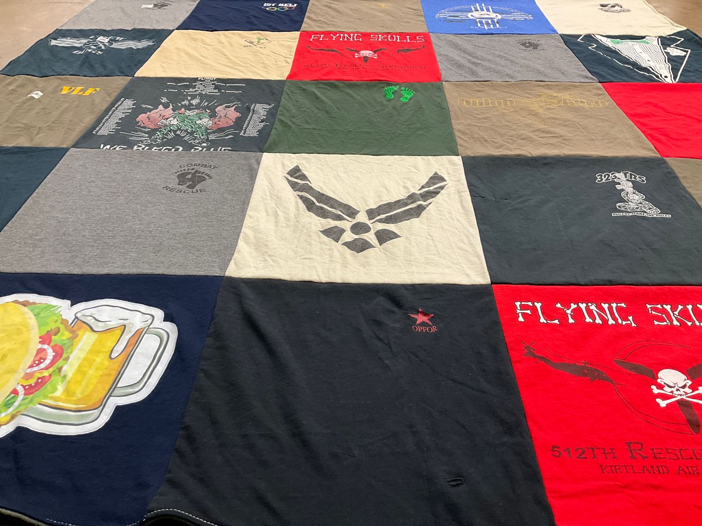 T-shirt quilt with military, aviation themes by Benjamin from TX