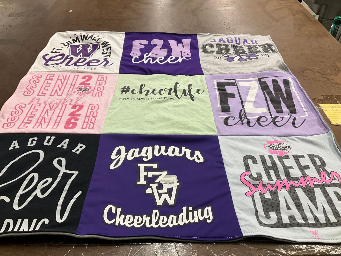 T-shirt quilt featuring fort zumwalt west high school cheer by Christine from MO