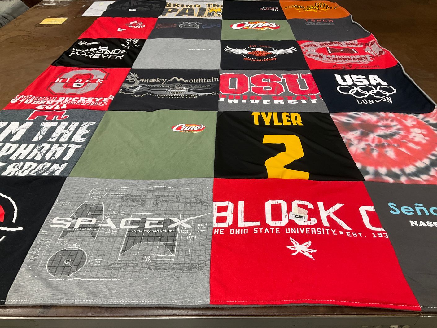 T-shirt quilt from ohio state university by Carman from OH