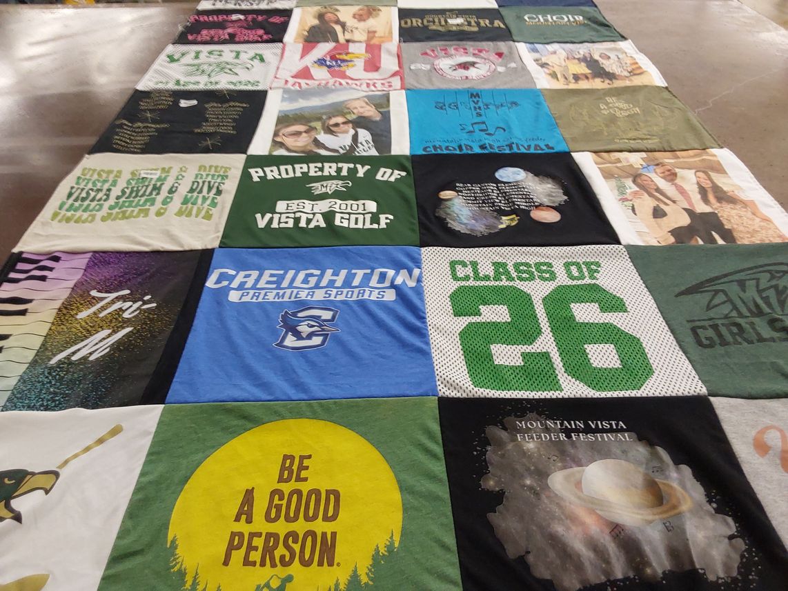 T-shirt quilt from creighton university, mountain vista high school by Adelina from CO