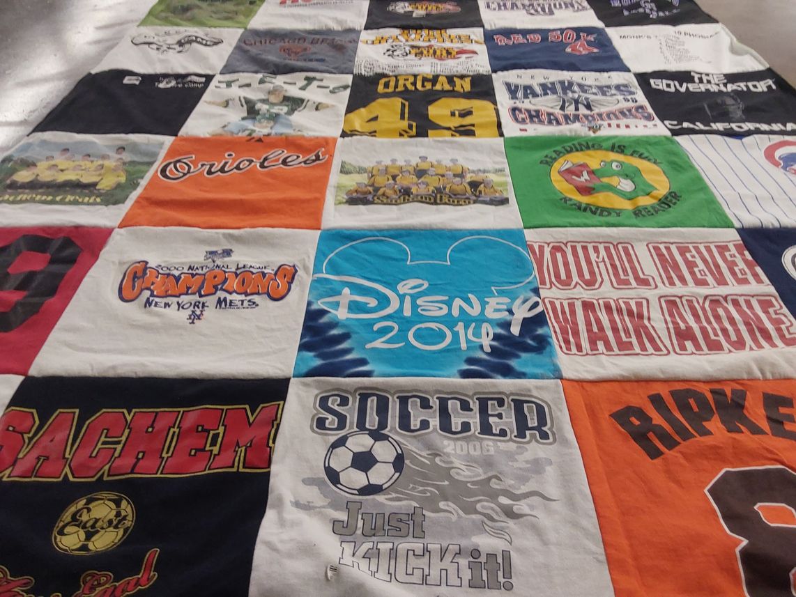 T-shirt quilt featuring new york mets, baltimore orioles by Denise from NY