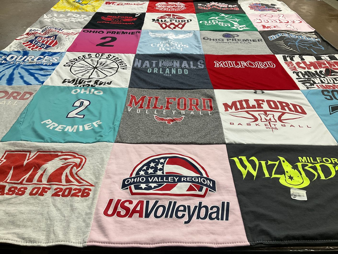 T-shirt quilt from milford high school by Carla from OH
