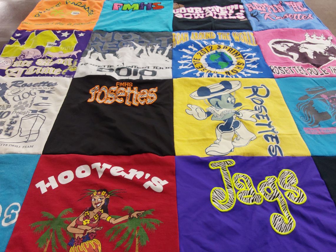 T-shirt quilt featuring forney high school drill team by Sandra from TX