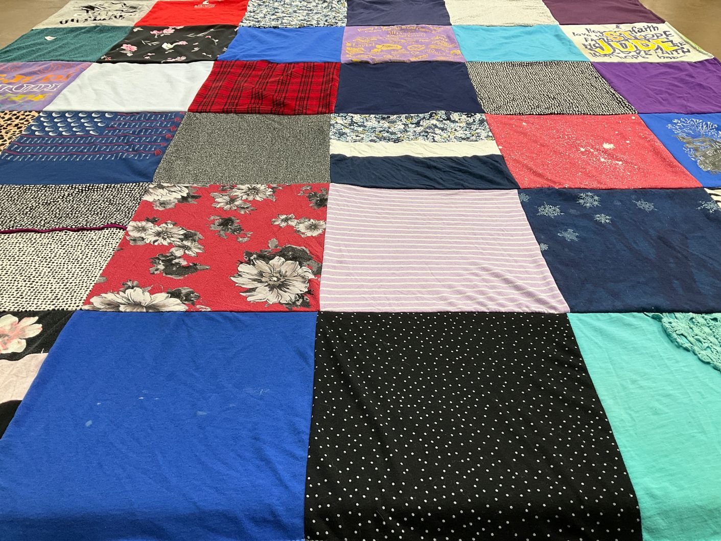 T-shirt quilt with faith, art themes by Kelley from NC