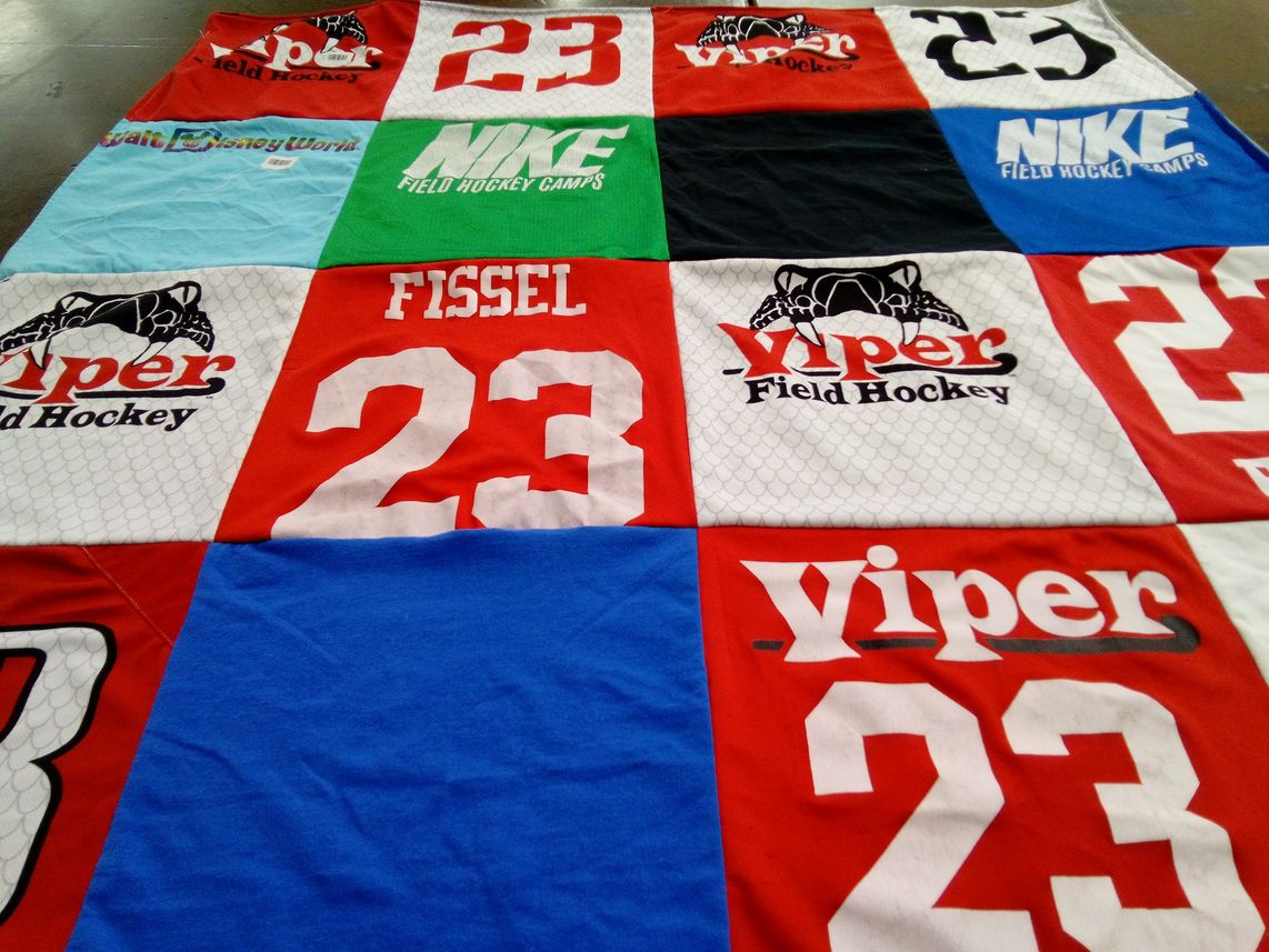 T-shirt quilt featuring viper field hockey by Andrew from PA