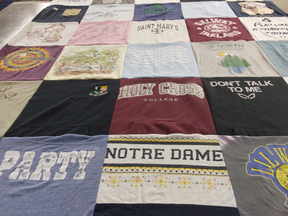 T-shirt quilt from holy cross college, notre dame by Samantha from WI