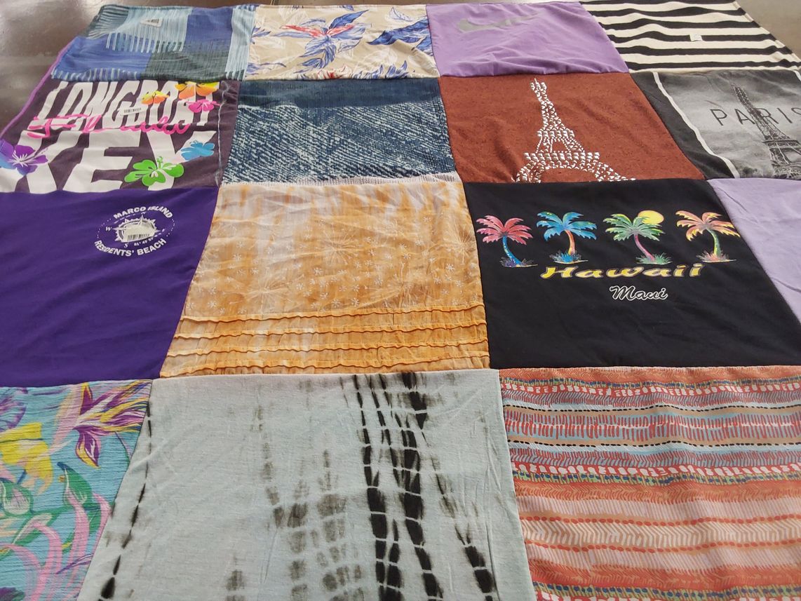 T-shirt quilt with travel, beach themes by Christopher from MA