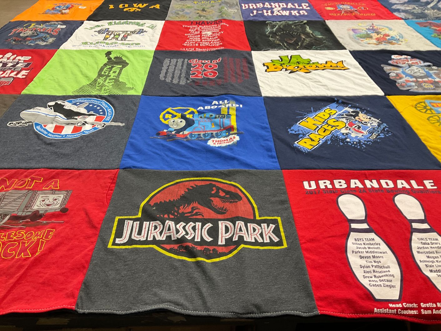 T-shirt quilt featuring urbandale j-hawks by Tammy from IA