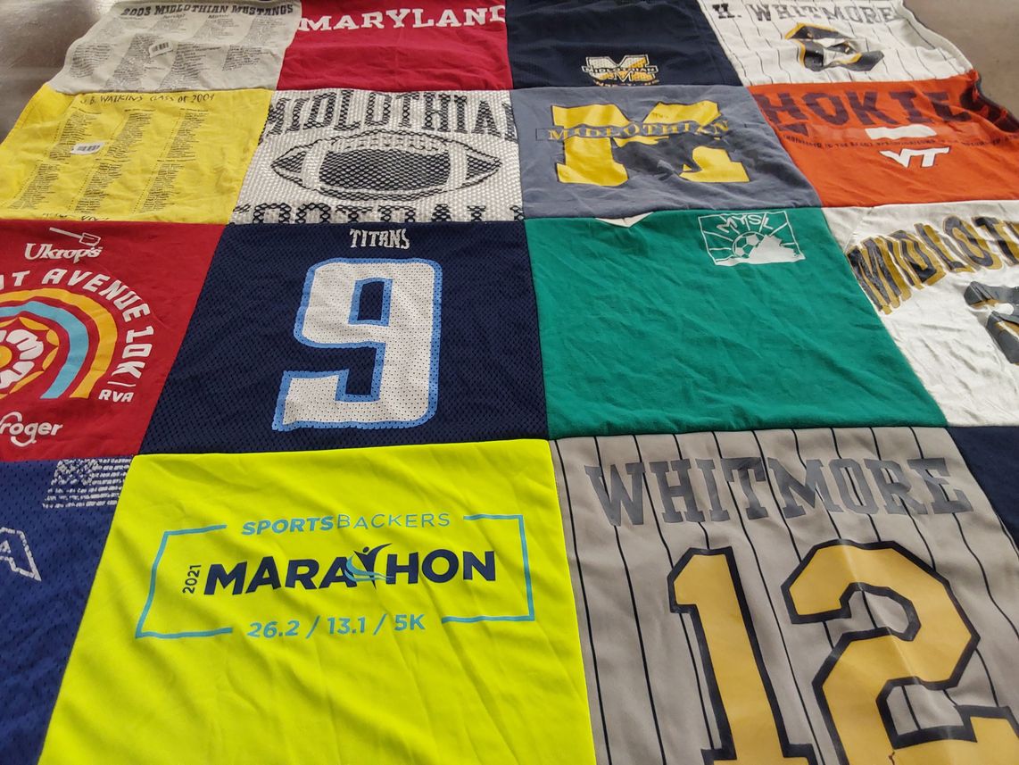 T-shirt quilt featuring midlothian titans, virginia tech hokies by Debbie from VA