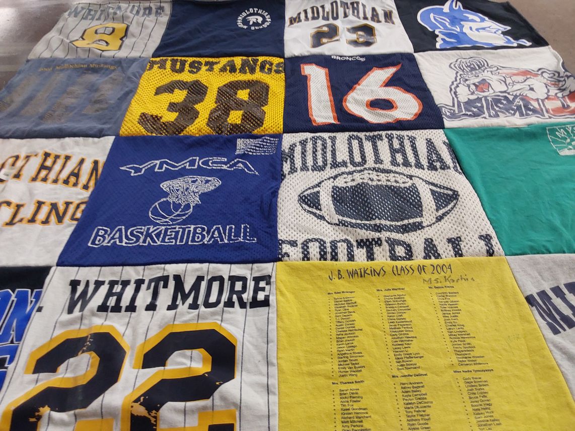 T-shirt quilt featuring midlothian football, midlothian basketball by Debbie from VA