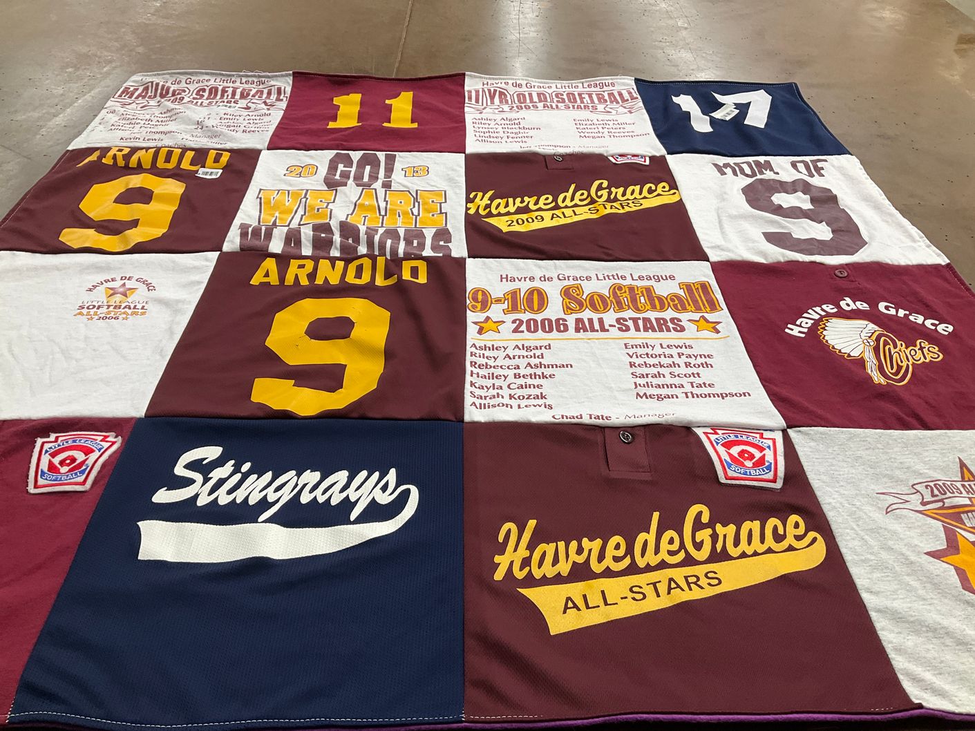 T-shirt quilt featuring havre de grace all-stars by Melissa from MD