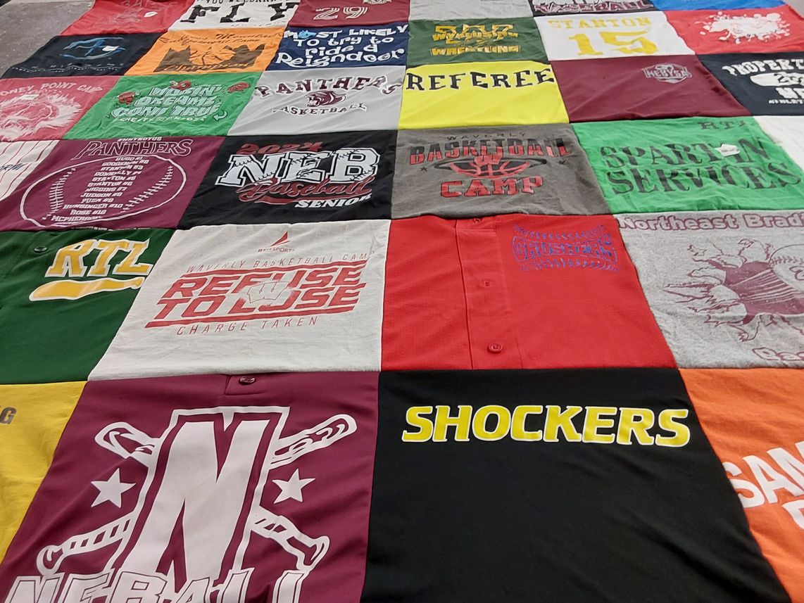 T-shirt quilt featuring panthers, crushers by Joanne from PA