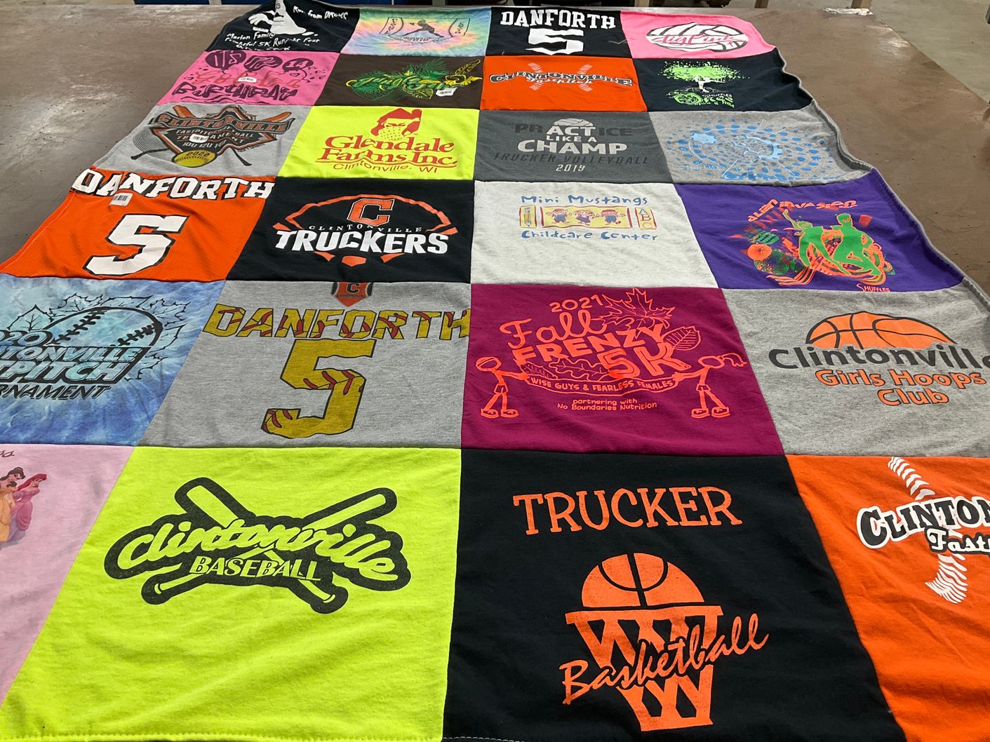 T-shirt quilt featuring clintonville truckers, danforth basketball by Kelly from WI