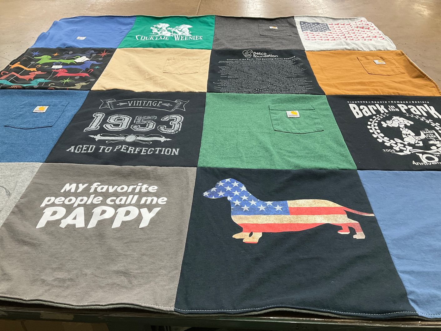T-shirt quilt with pets, dogs themes by Lee from OK