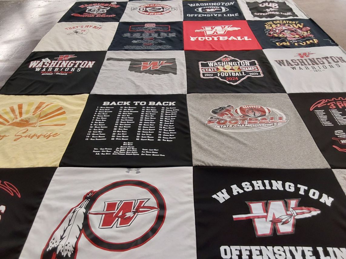 T-shirt quilt featuring washington warriors by Janet from OK