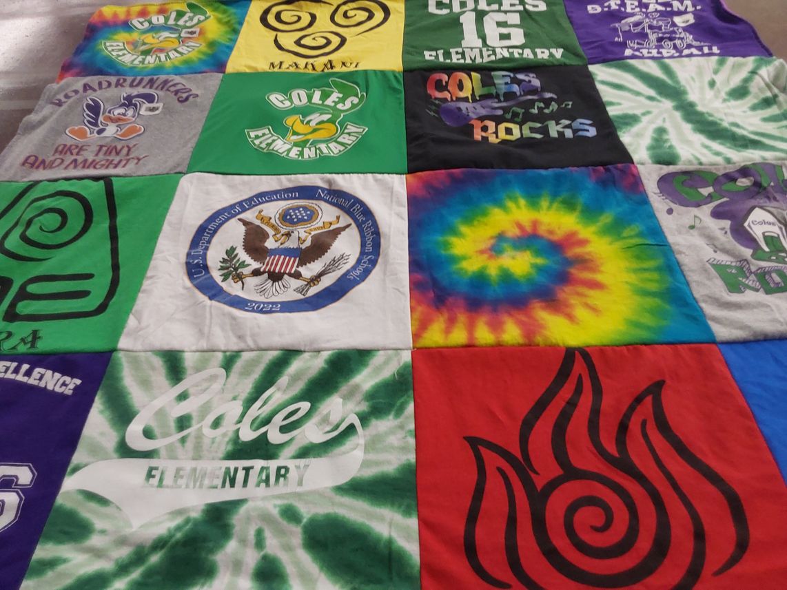 T-shirt quilt from coles elementary by Linh My from VA