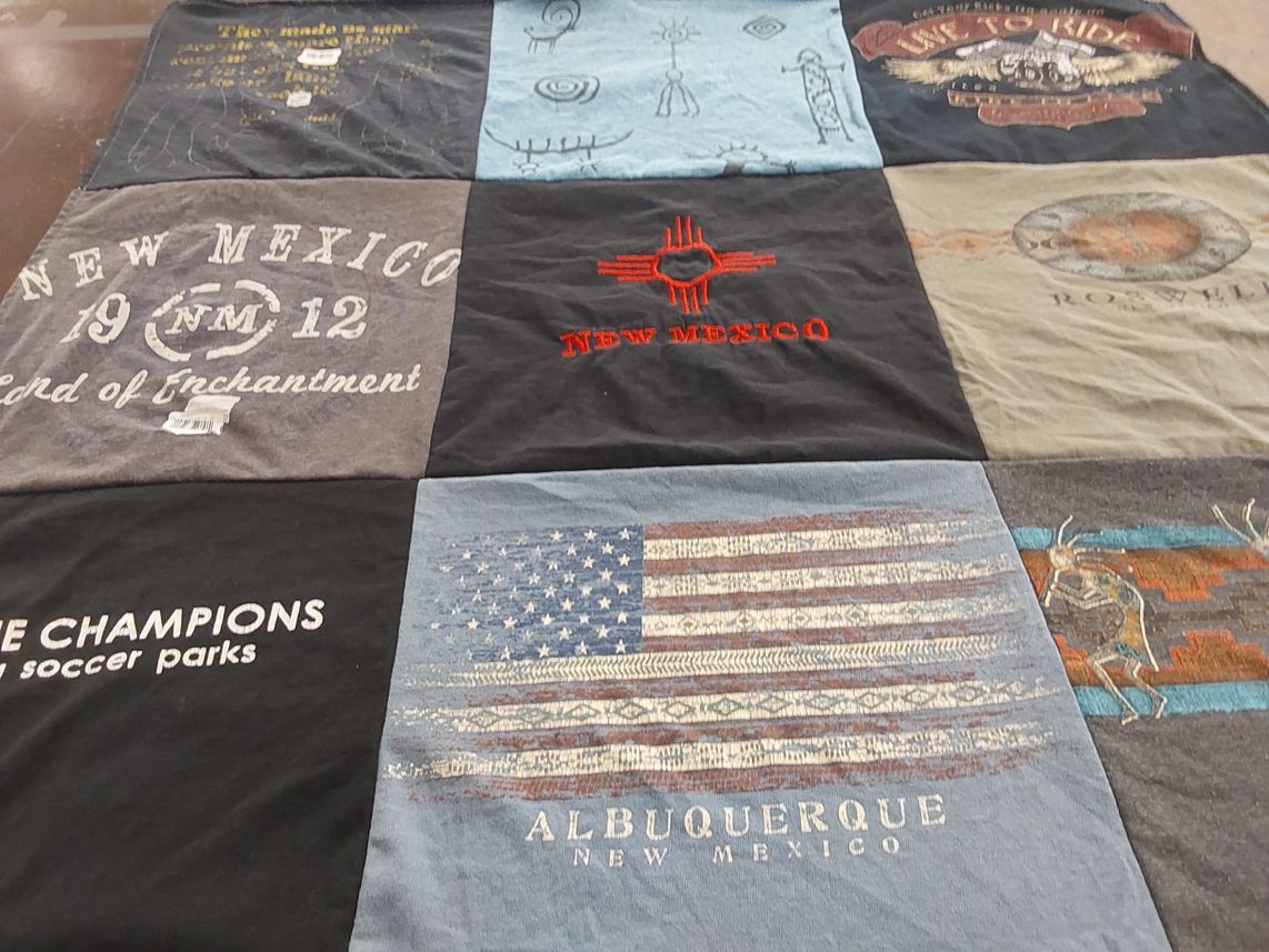 T-shirt quilt with new mexico, albuquerque themes by Michaela from CA