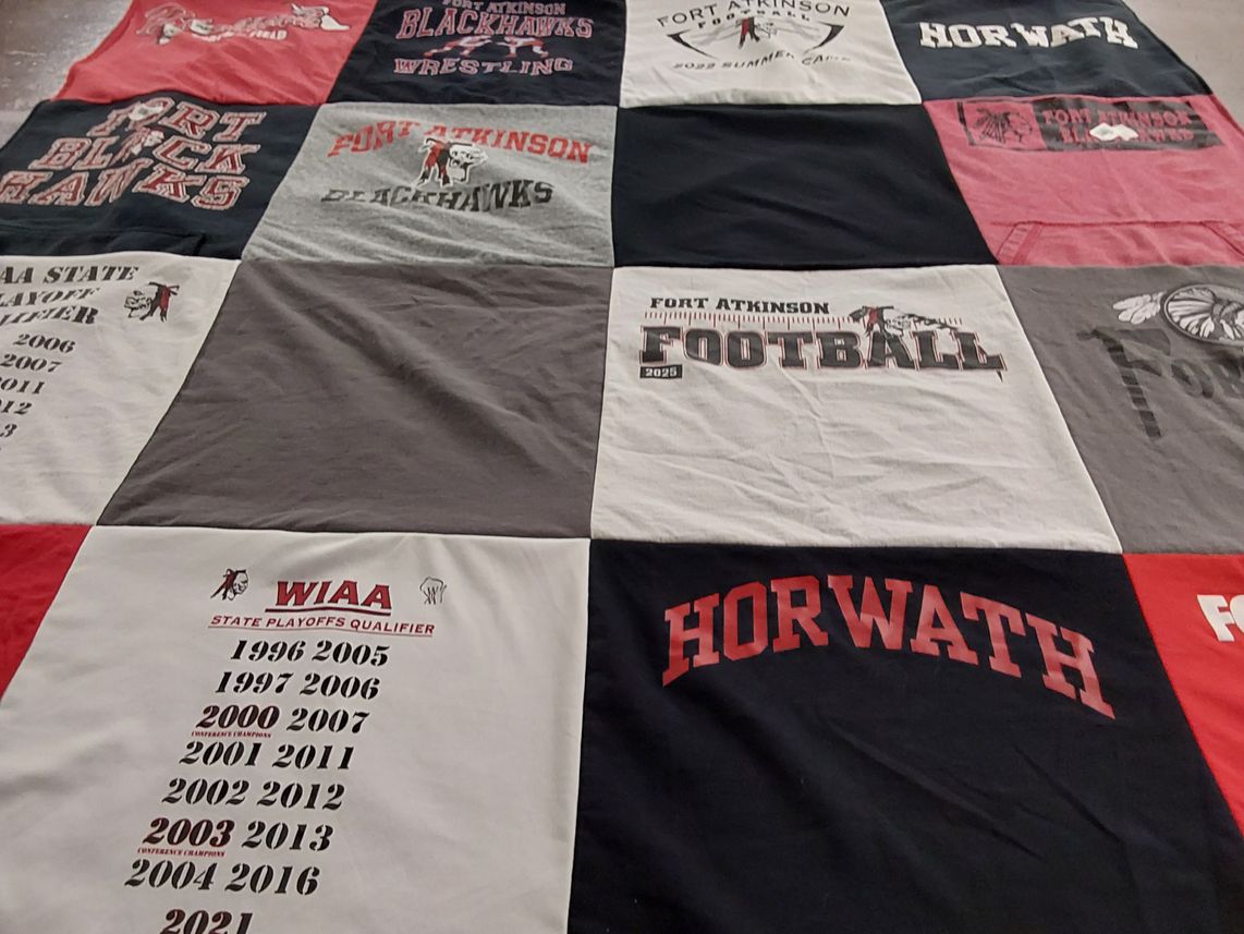 T-shirt quilt from fort atkinson high school by Sarah from WI