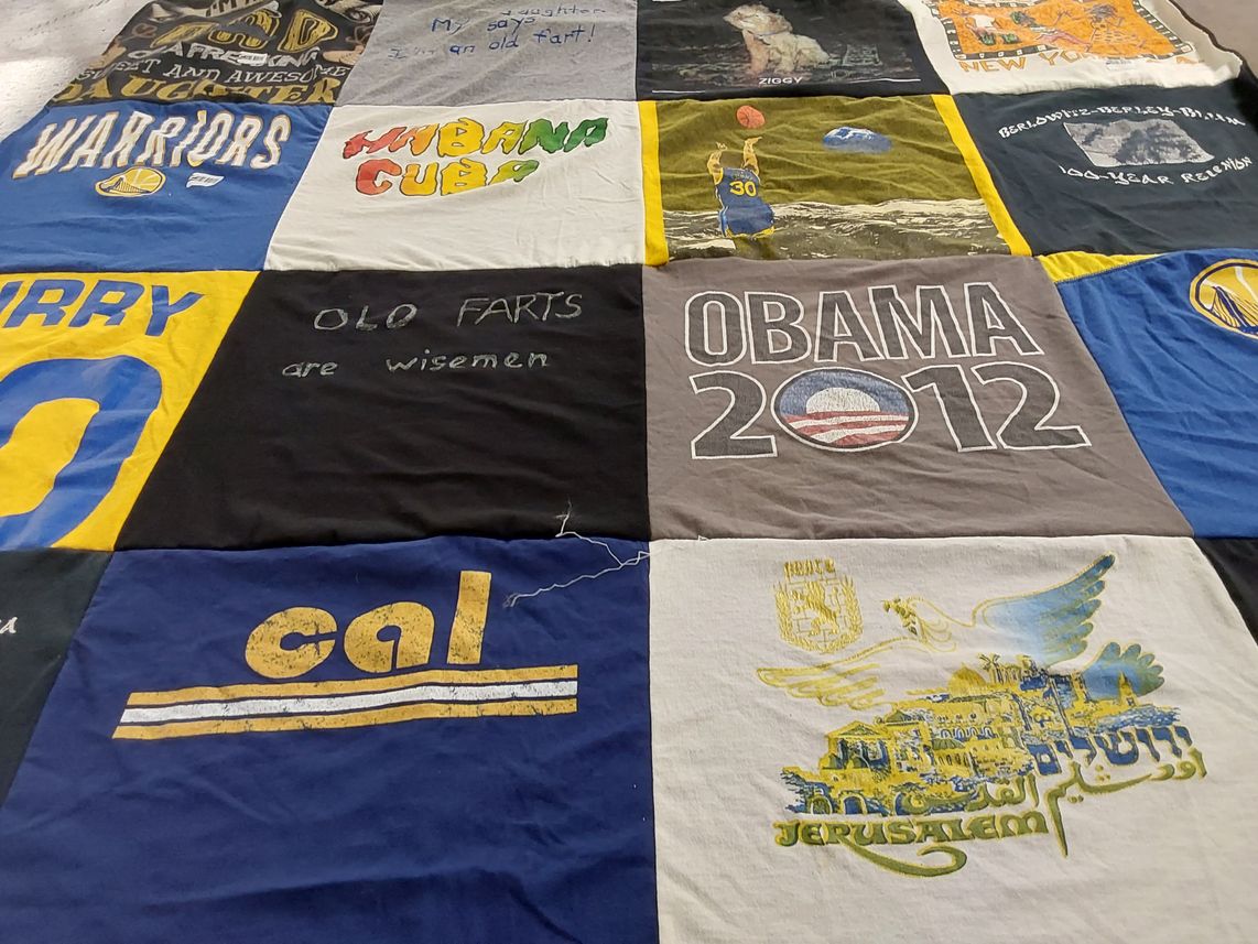 T-shirt quilt featuring golden state warriors by Victoria from CA