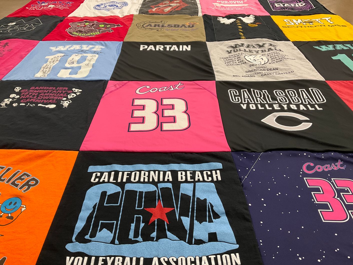 T-shirt quilt featuring carlsbad volleyball by Lori from CA