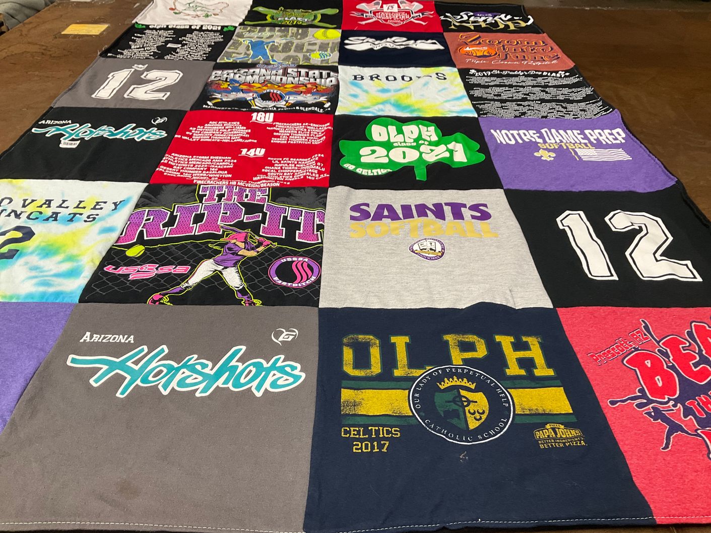 T-shirt quilt featuring arizona horseshots, valley wincats by Mollie from AZ