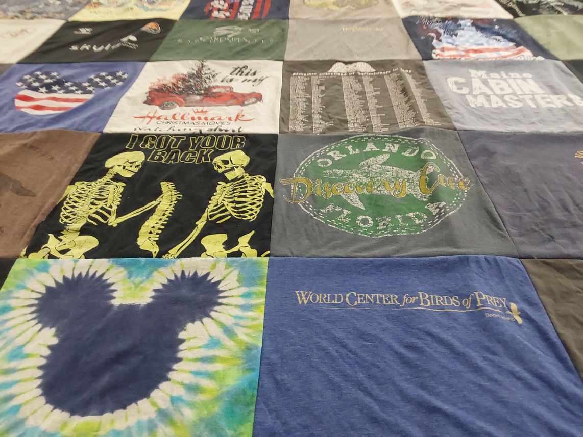 T-shirt quilt with wildlife conservation, theme parks themes by Clifton from NC