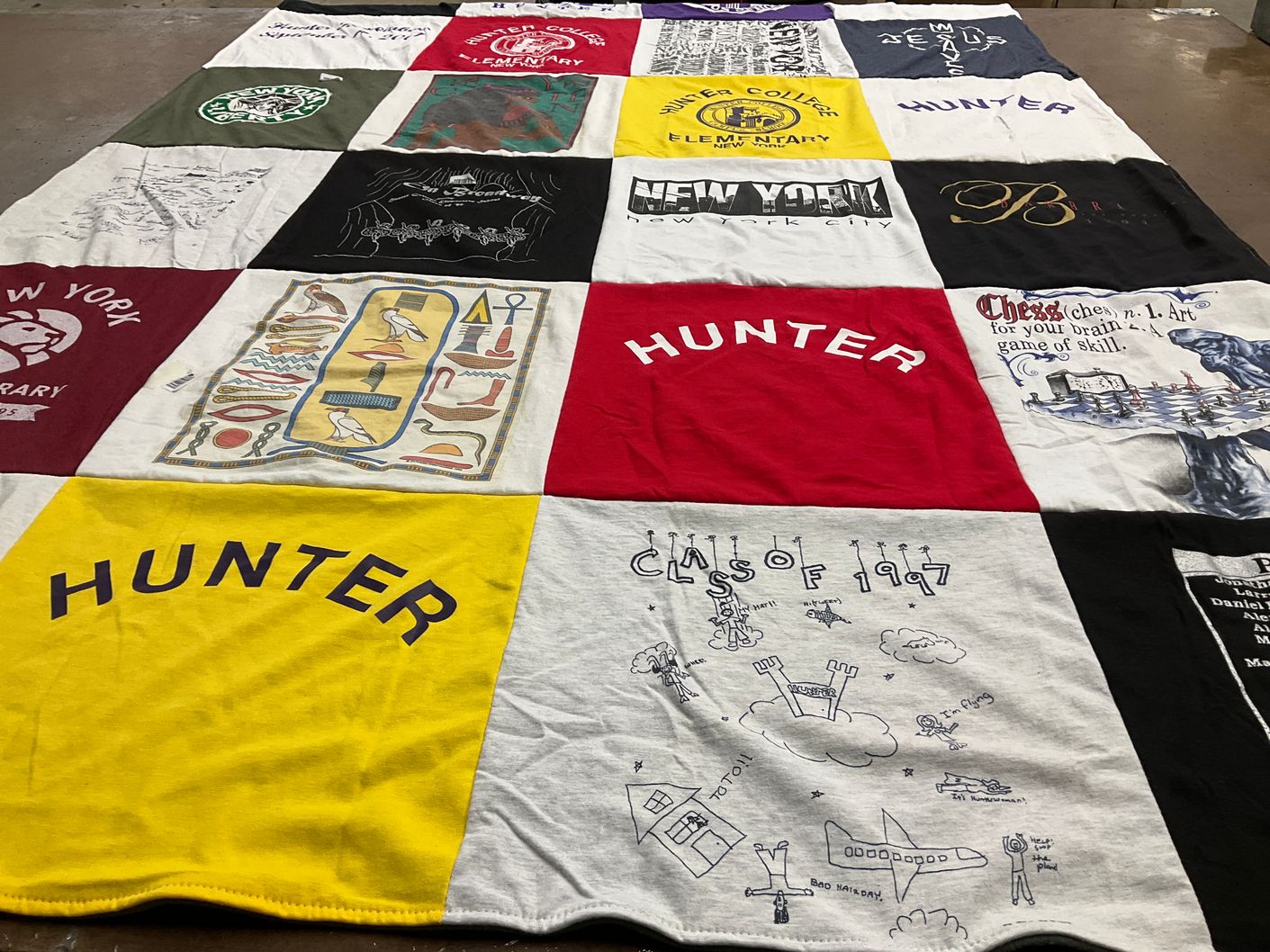 T-shirt quilt from hunter college by Patricia from GA
