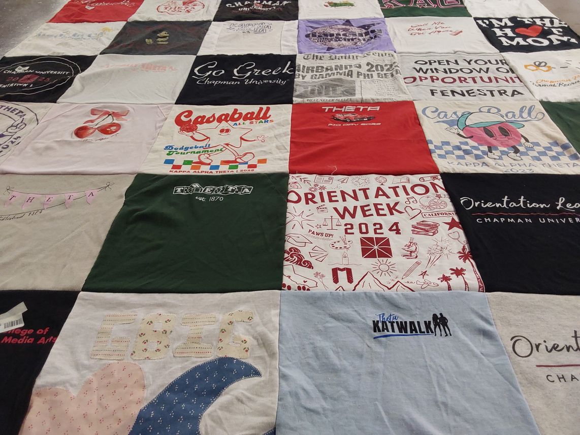 T-shirt quilt from chapman university by Kayla from WA