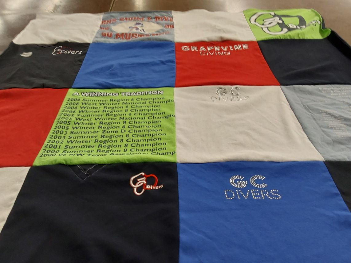 T-shirt quilt featuring grapevine diving by Sheree from TX