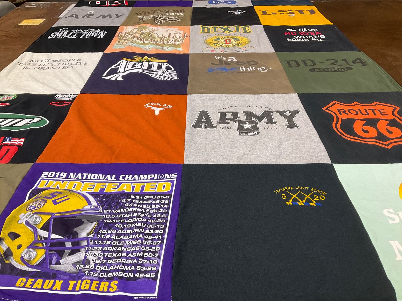 T-shirt quilt featuring louisiana state university by Renee from TX