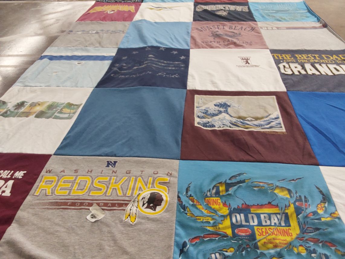 T-shirt quilt featuring washington redskins football by Dorothy from NC
