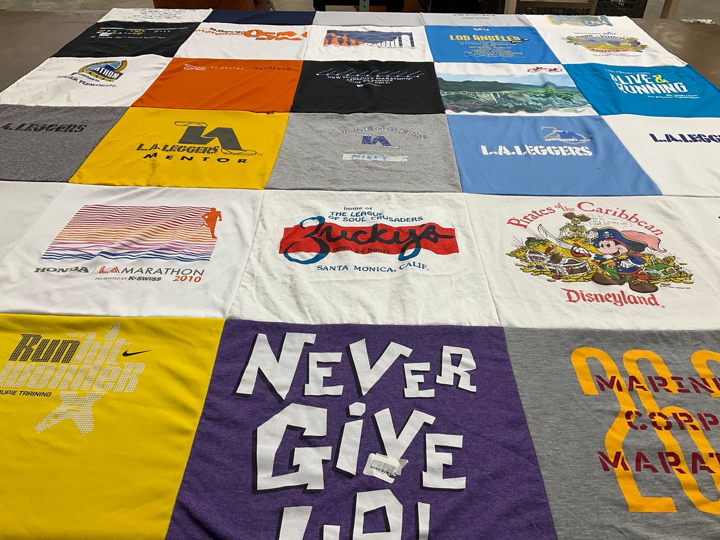 T-shirt quilt with running, marathons themes by Michael from CA