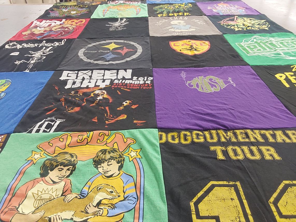 T-shirt quilt with music, bands themes by Dino from MD