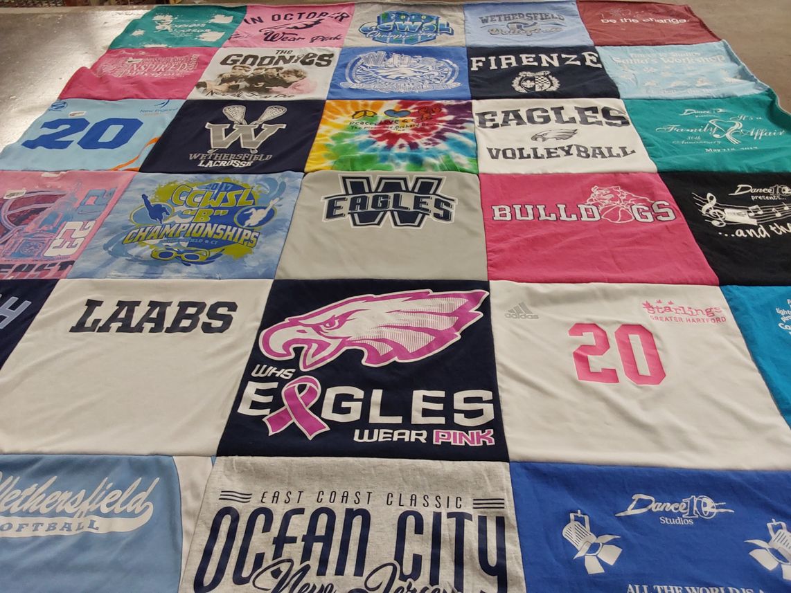 T-shirt quilt featuring wethersfield eagles by Sherri from CT